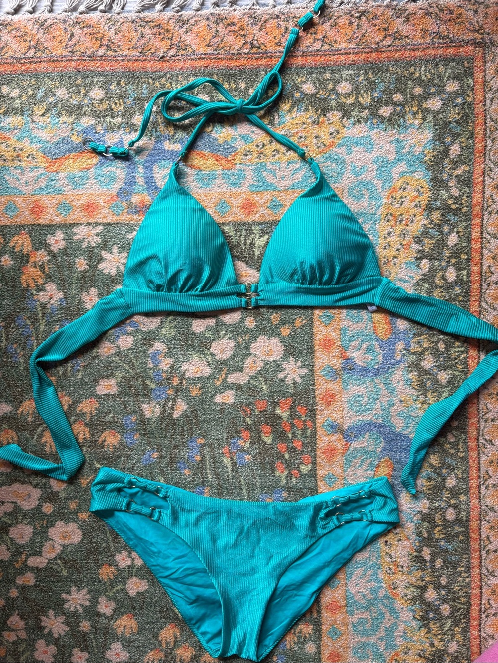 Isabella Rose Turquoise Ribbed Bikini - Picture 2 of 3